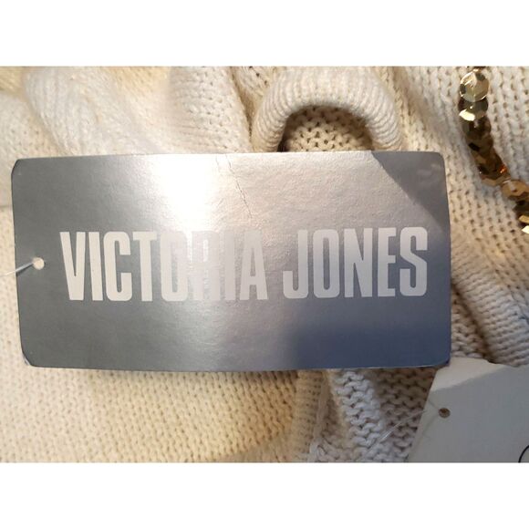 Victoria Jones Cream Floral Bead & Sequin Pull-Over Sweater Size Large NWT - Picture 3 of 10